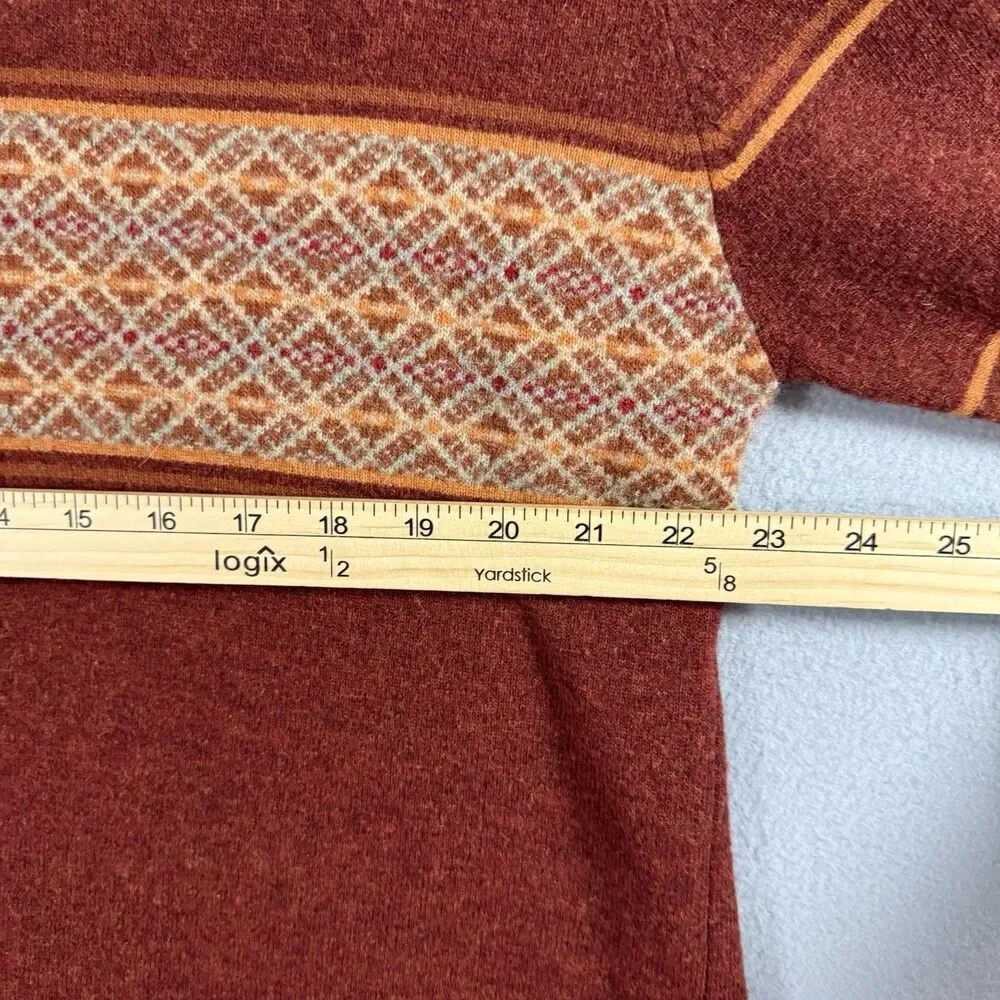 Joseph Abboud Vintage Sweater Mens XL Rust Wool Fair Isle Stripe Hong Kong